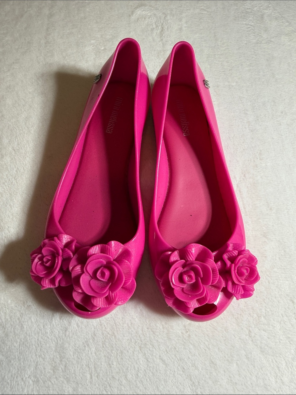 Mini Melissa Hot Pink Floral Jelly Flats